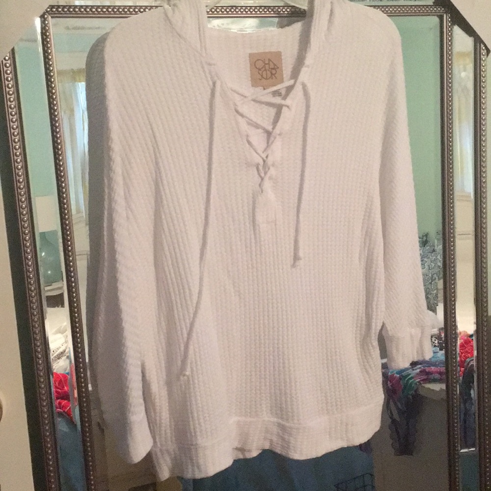 Chaser white waffle hoodie